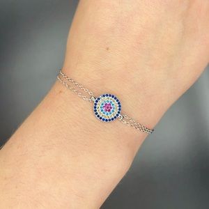 NWT - 925 Sterling Silver Evil Eye Bracelet